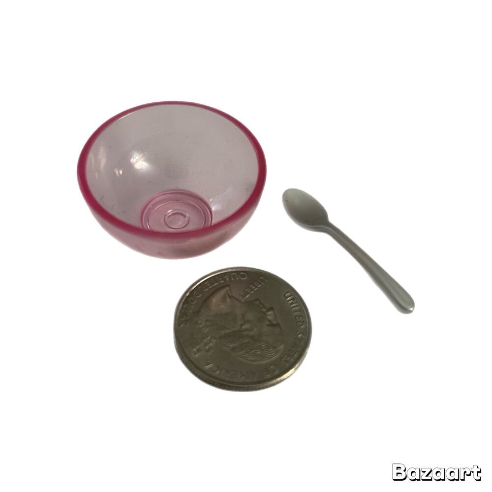Miniverse Make It Mini Mini Clear Pink Bowl with Spoon New